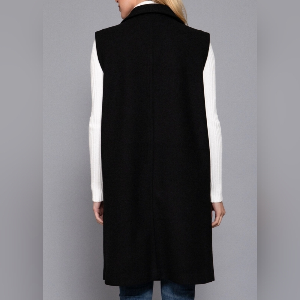 #738 🚨 SALE 🛑0480 M,L,1X Fabulous Sleeveless Notched Collar Soft Open Vest - Picture 3 of 4
